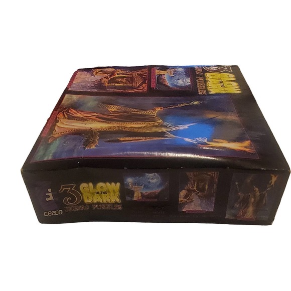 Ceaco 3 Glow in the Dark Jigsaw Puzzles Sealed Note Box is Warped - Picture 6 of 6